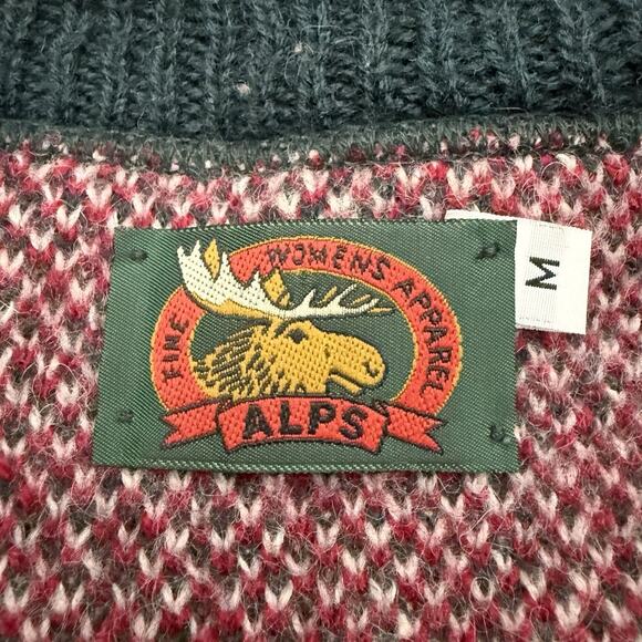 Vintage Alps Christmas Sweater Women Medium Reindeer Light Up Fair Isle Wool USA - Picture 8 of 13